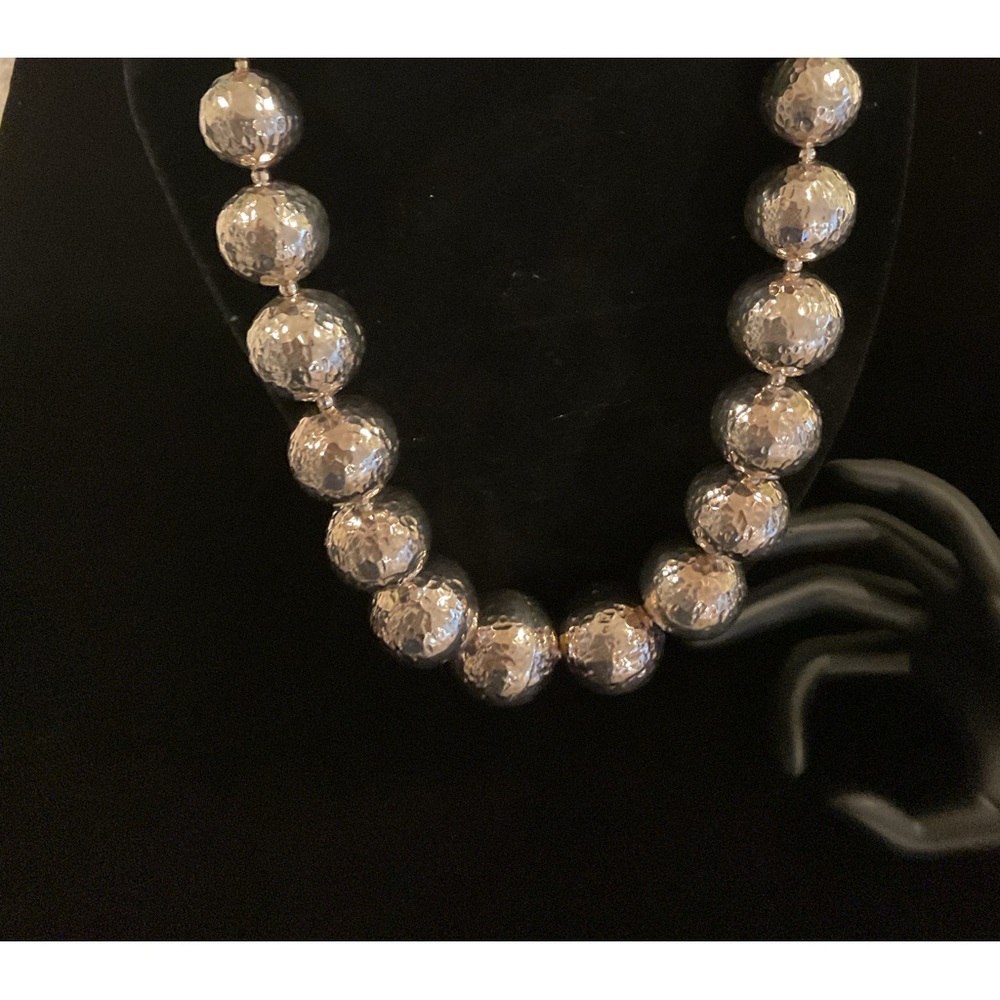 Sterling silver hammered ball Necklace